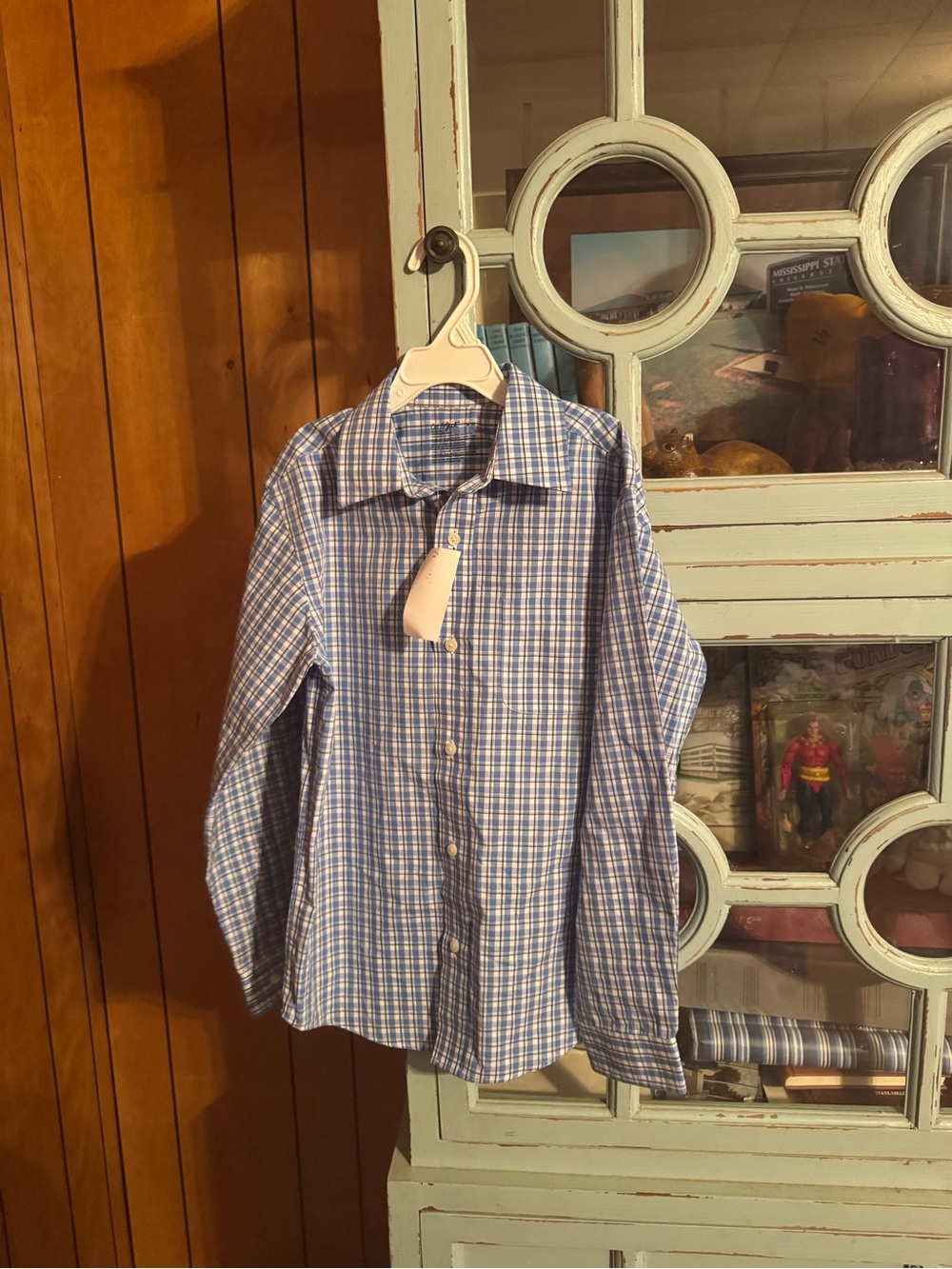 Classic Blue Plaid Boys Button-Up Shirt Cat & Jack NWT Size M 8 C6